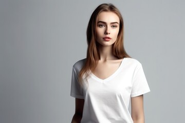 Fototapeta premium portrait of a woman attractive wearing a white shirt ,Generative AI 