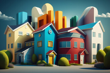 Modern generic contemporary style miniature model of villa house neighborhood, Generative Ai
