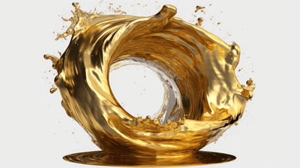 golden splash isolated on white. Generative AI Art Illustration
