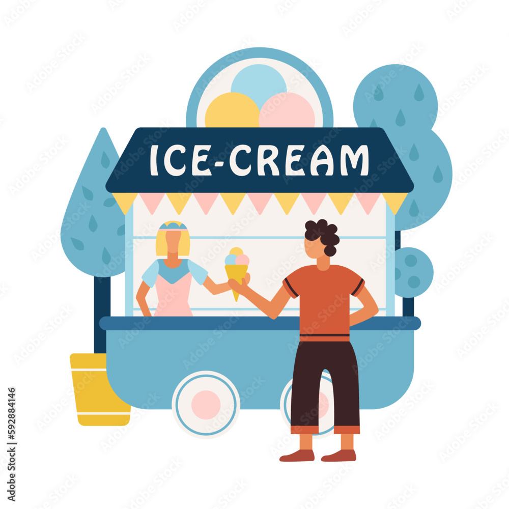 Sticker ice cream cart