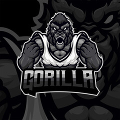 Gorilla masscot logo illustration vector