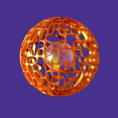 Golden three-dimensional pattern with a transparent pearl. 