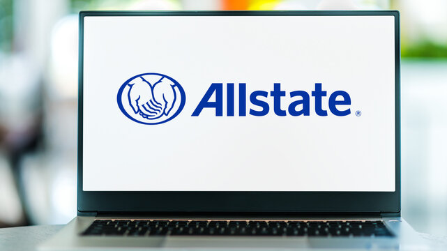 Laptop computer displaying logo of The Allstate Corporation