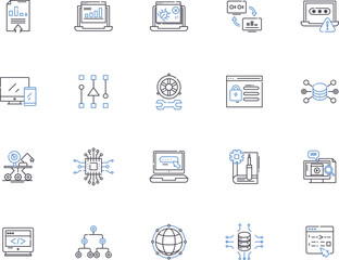 Fototapeta premium Server icons outline icons collection. Server, Icons, Network, Computing, System, Computer, Cloud vector and illustration concept set. Machine, Data, Graphics linear signs
