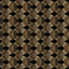 
seamless geometric vector pattern of concentric circles in gold tones on a dark background for printing on fabrics, packaging and decoration of other surfaces