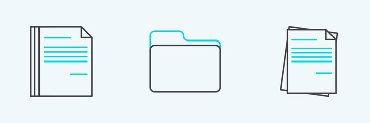 Fototapeta premium Set line File document, and Document folder icon. Vector