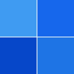image of 4 blue square quadrants. light, medium an darker blue raster illustration background. four squares. backdrop, web presentation template, mockup base. narrow white divider strips. illustration