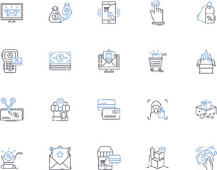 Shopper outline icons collection. Shopper, Consumer, Buyer, Purchaser, Trader, Client, Retailer vector and illustration concept set. Apparel, Shopkeeper, Boutique linear signs