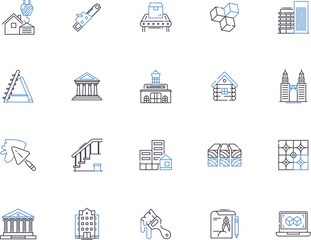 Construction outline icons collection. Build, erect, construct, assemble, constructible, fabricate, engineer vector and illustration concept set. craft, develop, constructivism linear signs