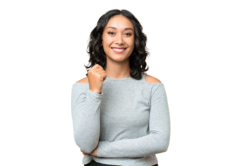 Young Argentinian woman over isolated background laughing