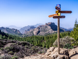 Walking from Roque Nublo to Tejeda on the island of Gran Canaria, Canary Islands, Spain - 592890746