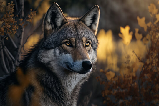 Wolf in the Wild. Generative AI.
A realistic digital painting of a wolf in the forest.
