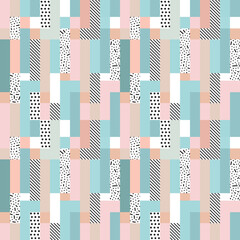 Seamless abstract rectangle background illustration. Pattern from pieces of different textures. Patchwork.