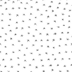 Hand drawn marker and ink seamless patterns-illustration. Doodle baby snowflakes background - obrazy, fototapety, plakaty