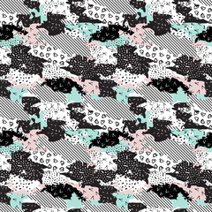 Seamless pattern of different textures. Pastel pink abstract background-illustration.