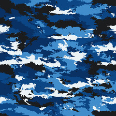 Camouflage military marine background. Camouflage background  illustration. Abstract seamless pattern - 592891506