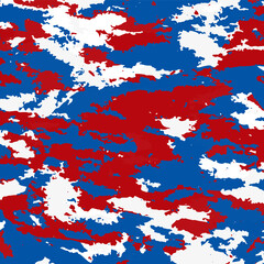 The tricolor of the Russian background. Red white and blue colors of Russia. Camouflage spots. - 592891512