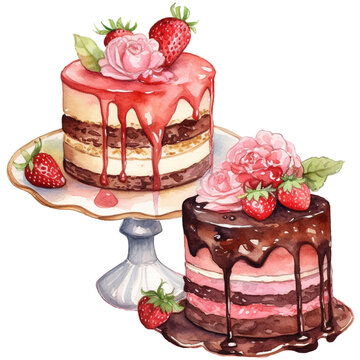 水彩画のケーキ/Watercolor cake/Generative AI