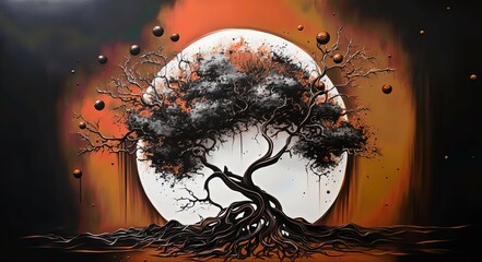 A painting of a tree with the words " the tree of life " on it, Generative AI