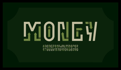 Abstract alphabet font with arrows, typography made in future style for your designs logo or brand name, vector illustration 10EPS