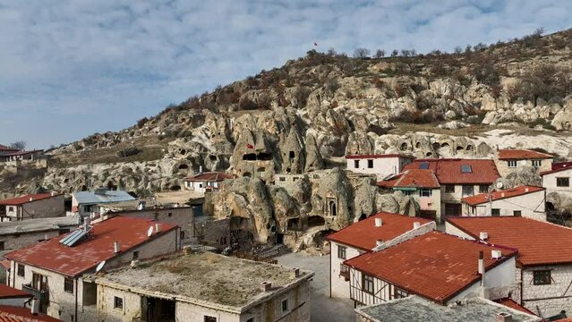 Phrygian Valley (Frig Vadisi). Ruins from thousands of years ago. Ancient caves and stone houses in Ayazini