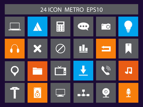 Metro icon of computer web design