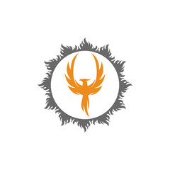 Fire bird phoenix icon isolated on transparent background