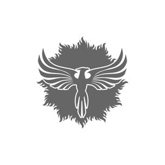 Fire bird phoenix icon isolated on transparent background