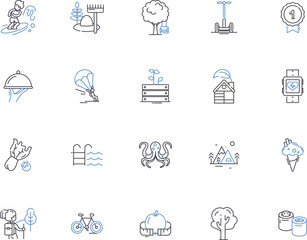 Healthy life outline icons collection. Healthy, Life, Diet, Exercise, Nutrition, Sleep, Hydration vector and illustration concept set. Stress,Balance,Fitness linear signs