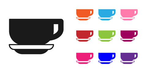 Black Coffee cup icon isolated on white background. Tea cup. Hot drink coffee. Set icons colorful. Vector