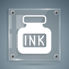 White Inkwell icon isolated on grey background. Square glass panels. Vector