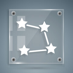 White Star constellation zodiac icon isolated on grey background. Square glass panels. Vector