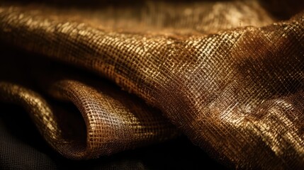 Golden texture. Knitted material. Generative ai.