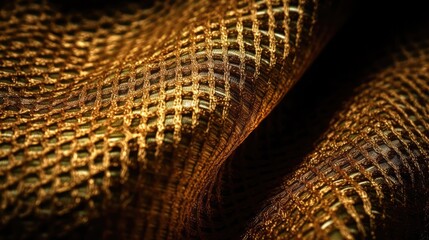 Golden texture. Knitted pattern. Generative ai.