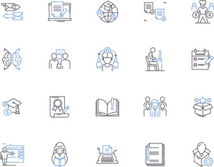 Learning business outline icons collection. business, learning, marketing, strategies, entrepreneurship, finance, sales vector and illustration concept set. management,investment,networking linear