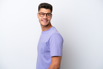 Young caucasian man isolated on white background . Portrait