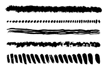 Obraz premium Lines texture. Black ink grunge paint brush strokes. Painted ink stripes, design elements. illustration