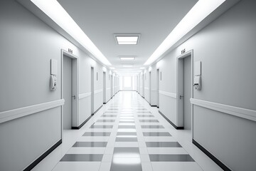 Abstract blur image background of corridor in hospital or clinic image. Generative ai