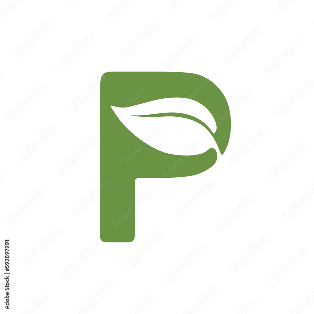 Canvas Prints p letter nature leaf combination logo design