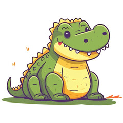 The cute chubby cartoon style green alligator