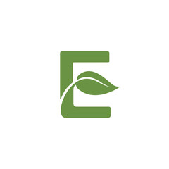 E letter nature leaf combination logo design