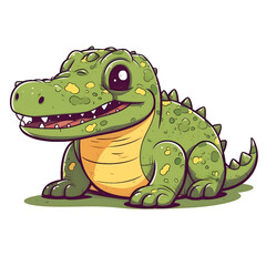 The cute chubby cartoon style green alligator