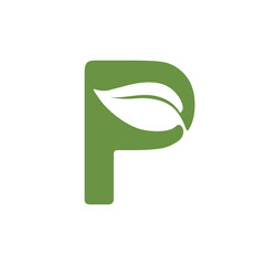 Fototapeta premium P letter nature leaf combination logo design