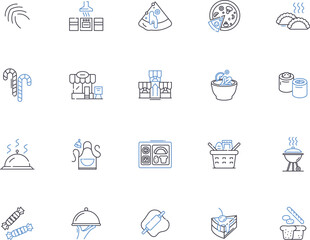 Culinary outline icons collection. Cooking, Eating, Baking, Cuisine, Chefs, Recipes, Spices vector and illustration concept set. Ingredients, Gourmet, Food linear signs