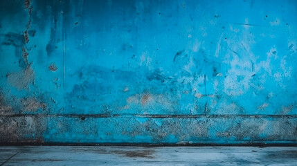 Texture of old blue concrete wall for background. Generative AI