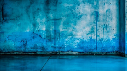 Texture of old blue concrete wall for background. Generative AI
