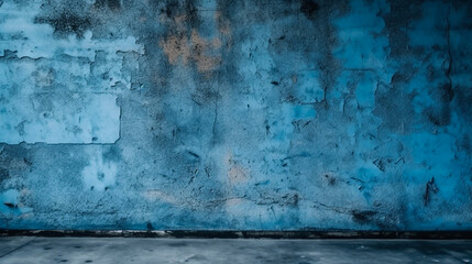 Texture of old blue concrete wall for background. Generative AI