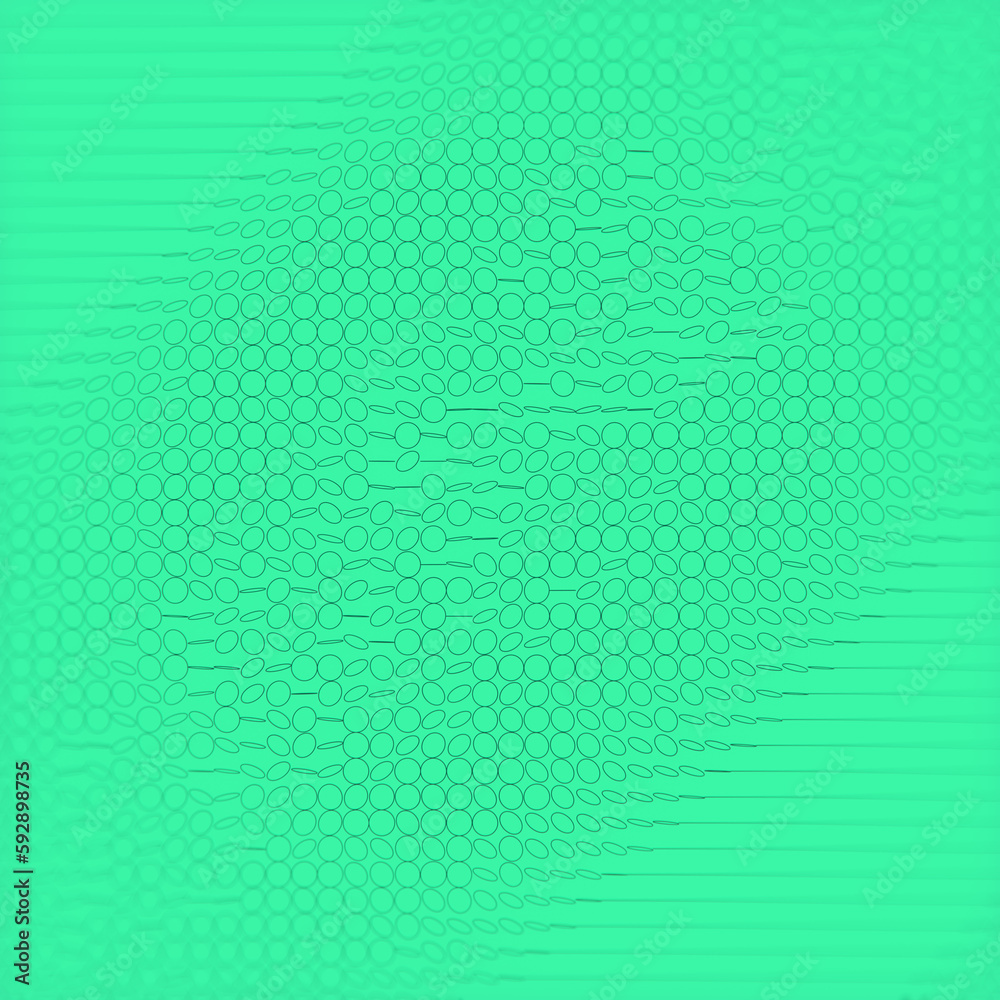 Poster strings of flat circles on a light green background. 3d rendering digital illustration