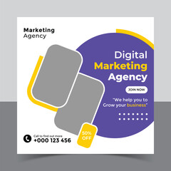 Digital marketing agency business promotion and instagram post template, Social Media Post and Banner and web banner design template
