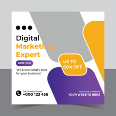 Digital marketing agency business promotion and instagram post template, Social Media Post and Banner and web banner design template
